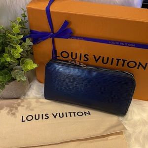 Authentic LV navy blue epi leather zippy long wallet
